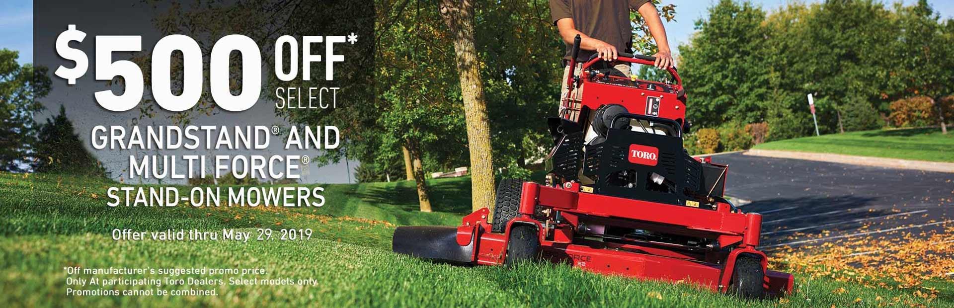 Toro: $500 Off Select GrandStand Multi-Force Mowers